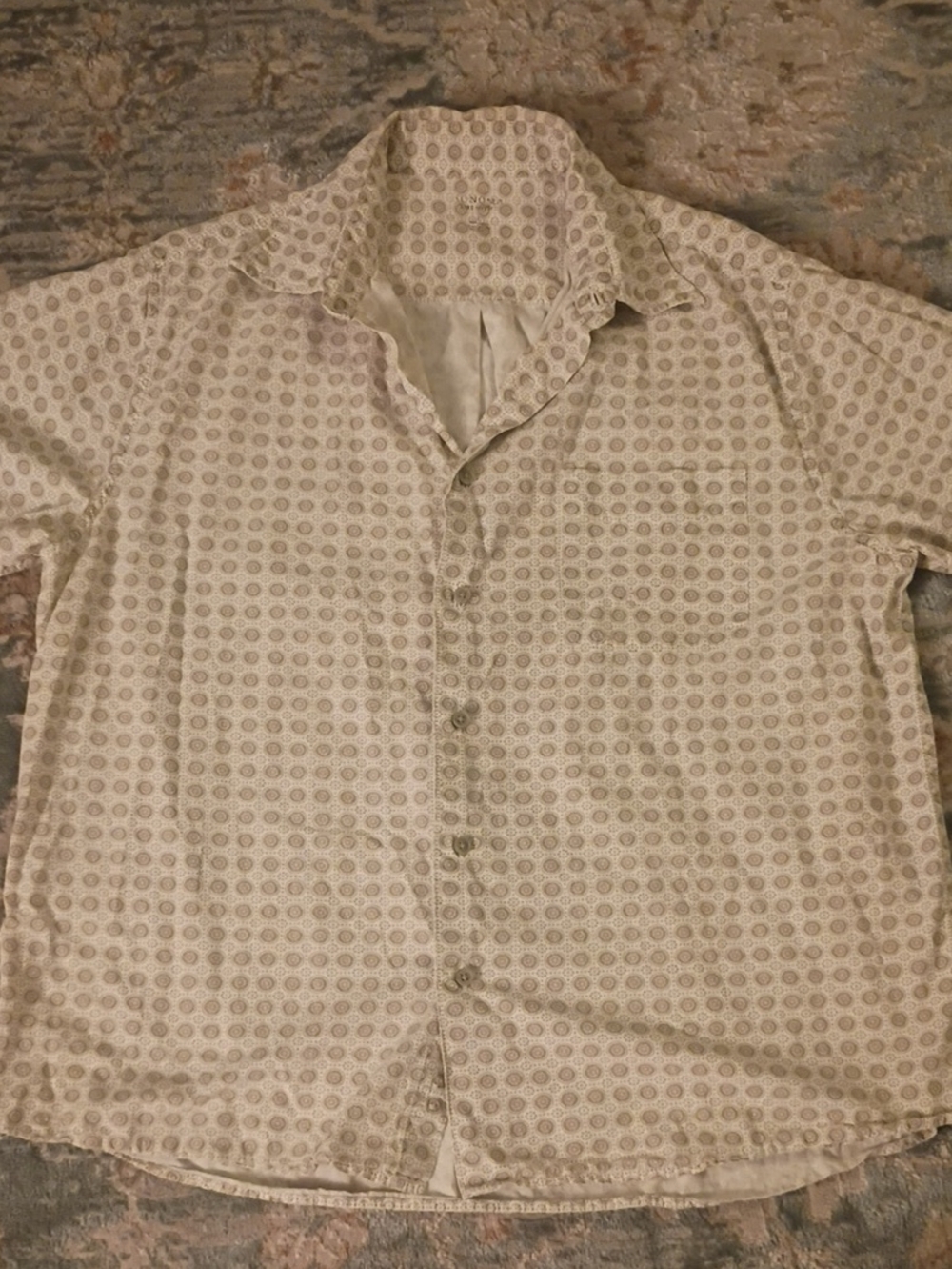 Sonoma Button Up Shirt Men’s Large Multicolor Floral Circles Pocket Short Sleeve
